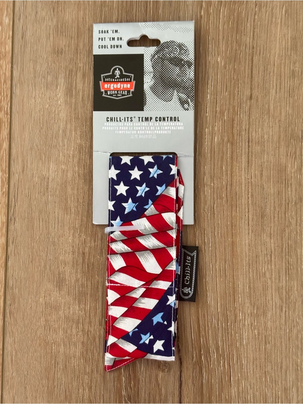 CHILL-ITS Temp Control USA FLAG Headband SOAK ‘EM PUT ‘EM ON COOL DOWN NEW